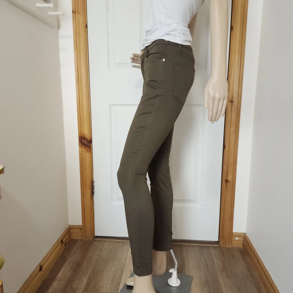 Frame denim Women Le High Skinny LHSKCT465 mid rise khaki Green Coated jeans 26 - Picture 6 of 16